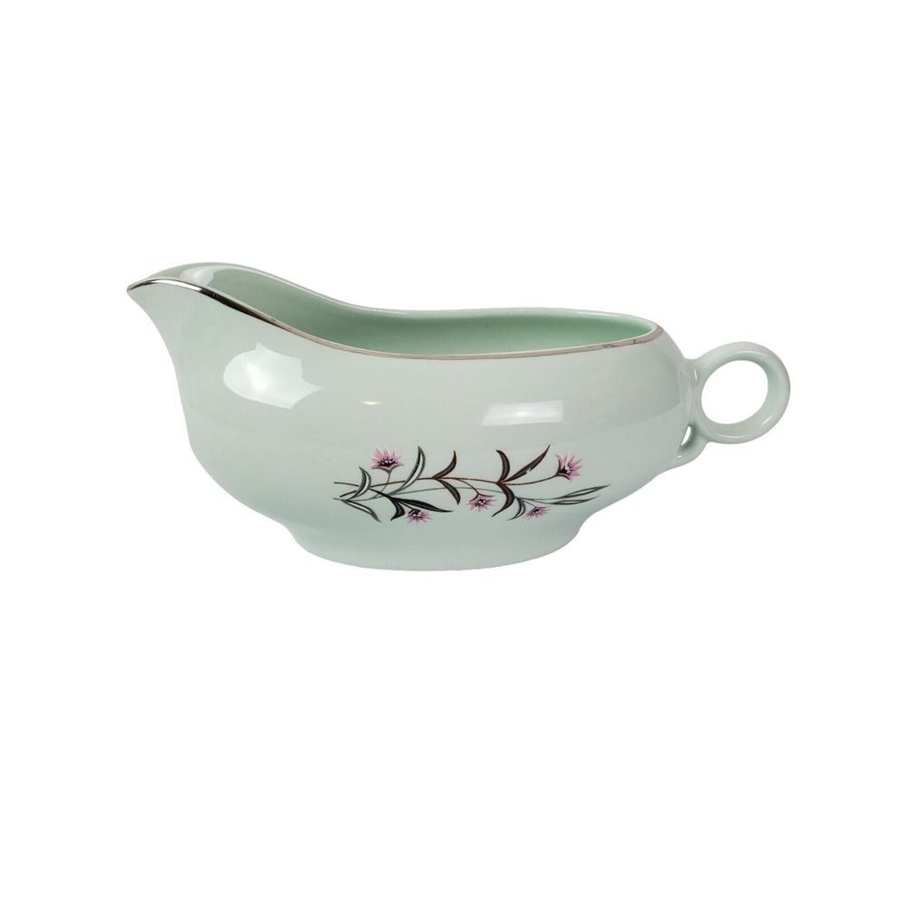 Vintage Edwin Knowles Gravy Boat Strawflower Floral Pattern China GUC